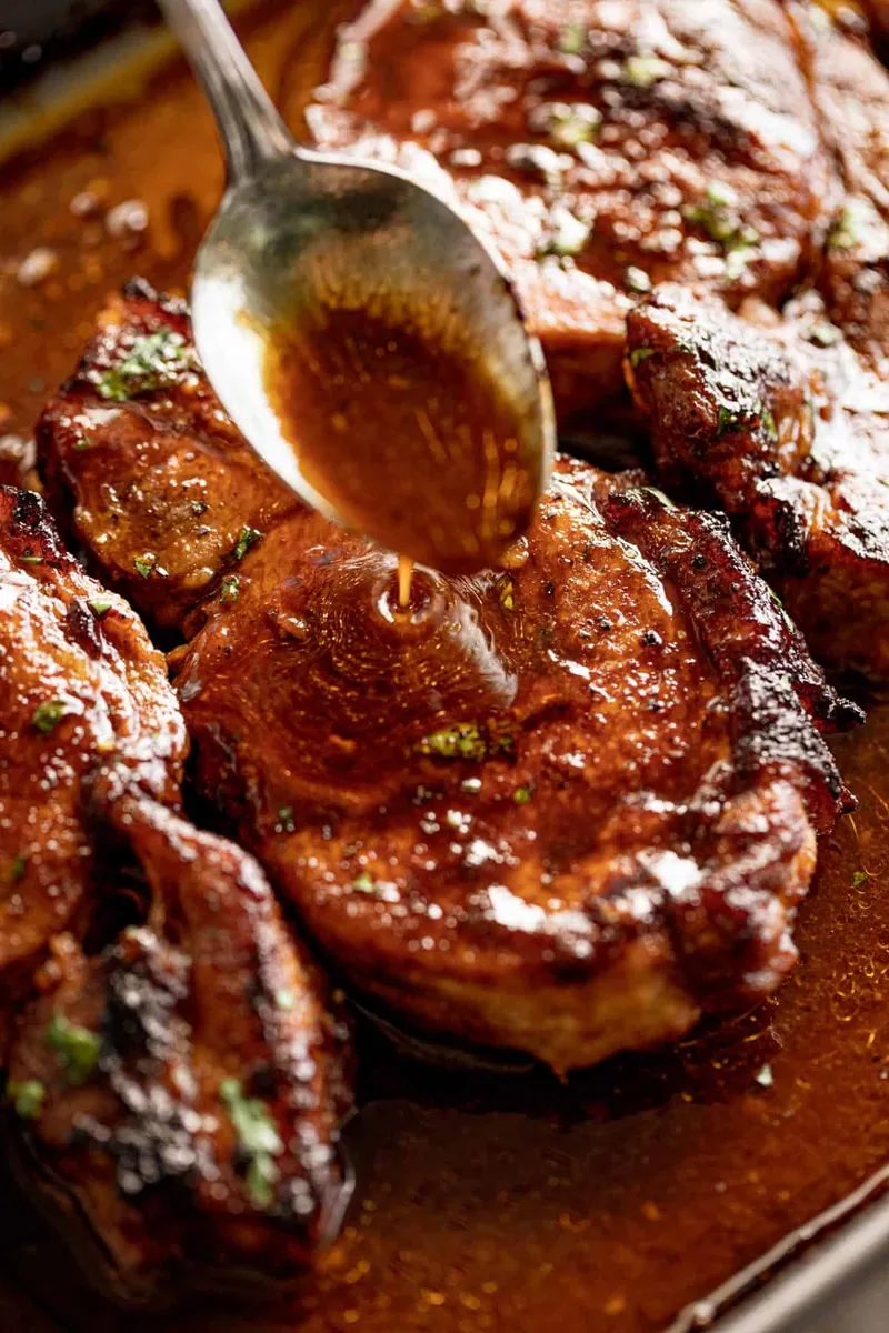 Baked Pork Chops with bbq sauce