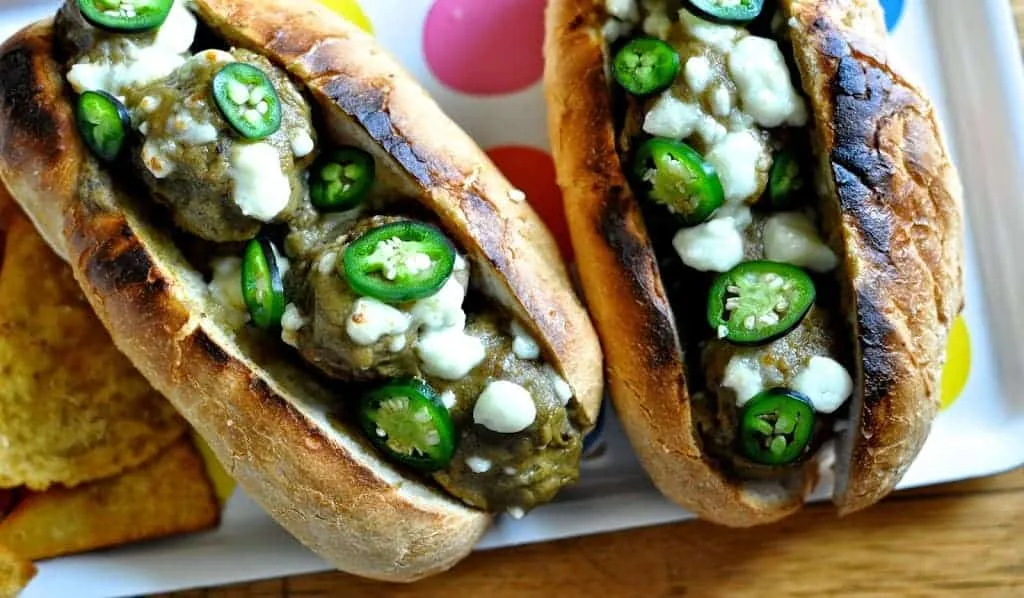Mole Verde Meatball Sandwiches