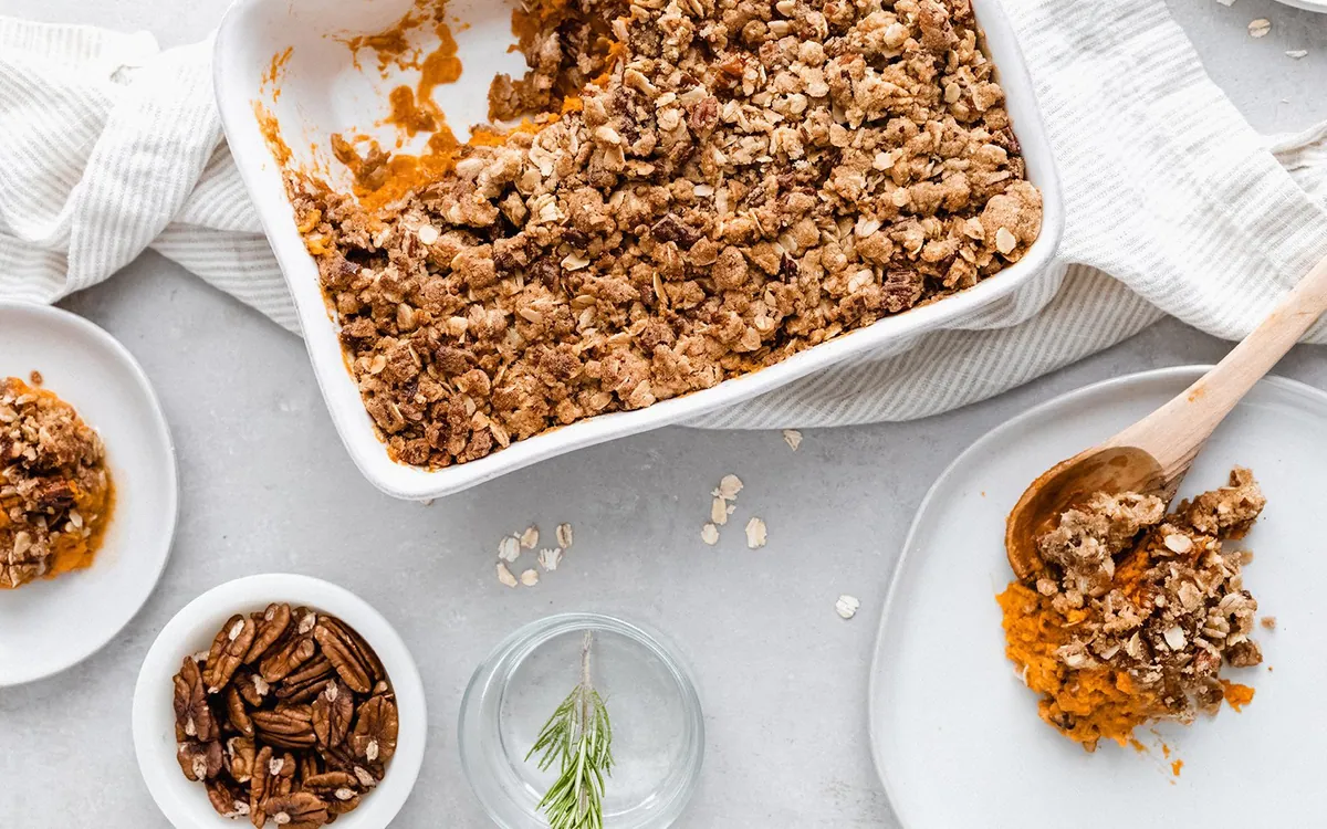 Sweet Potato Pecan Oat Casserole