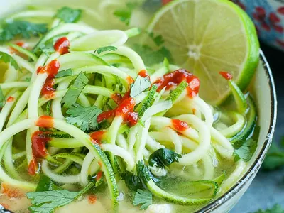 Spicy Lime Chicken Zoodle Soup