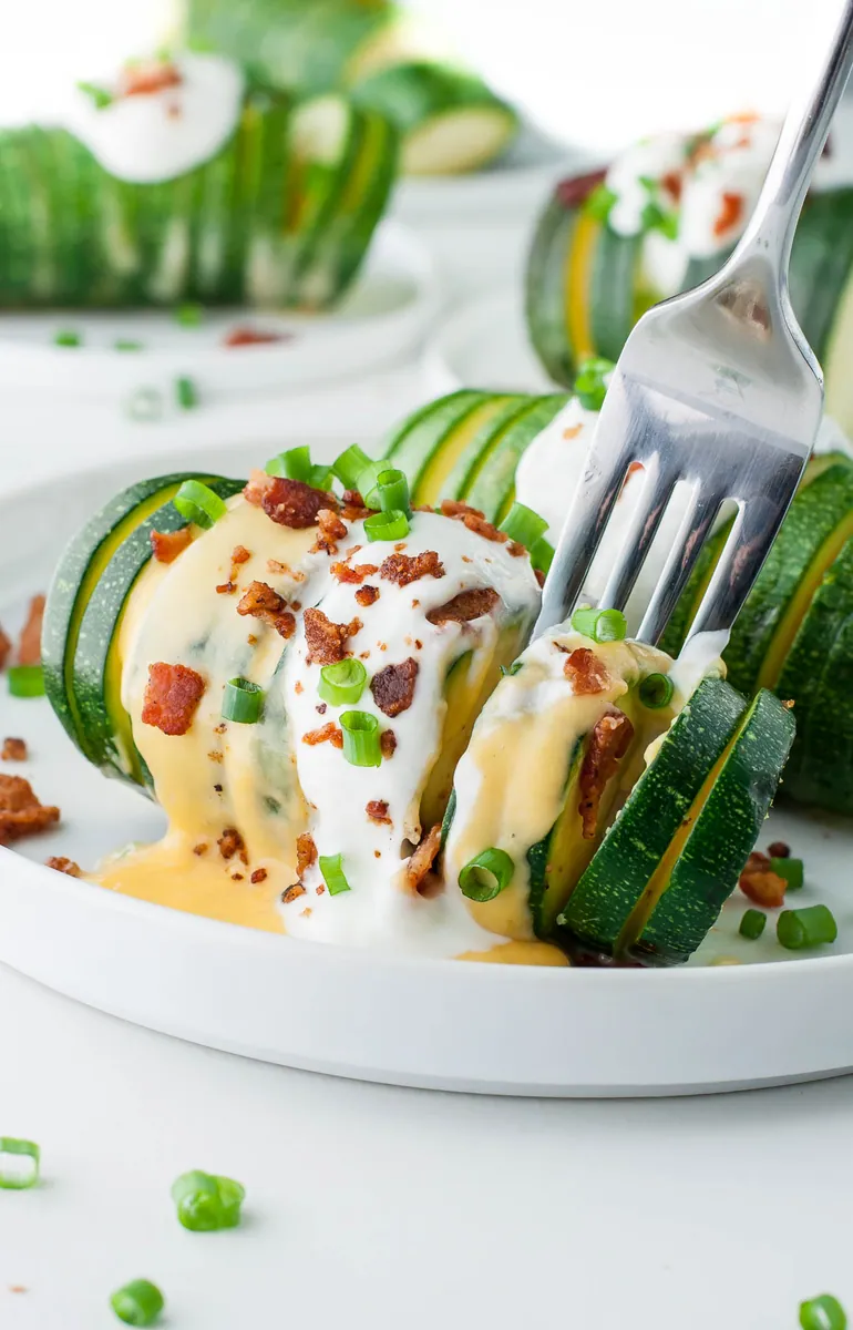 Loaded Hasselback Zucchini