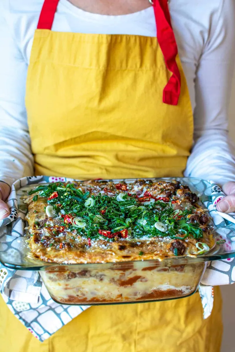 Beef and Bean Enchilada Casserole