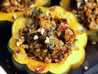 Stuffed Acorn Squash with winter squash (butternut
