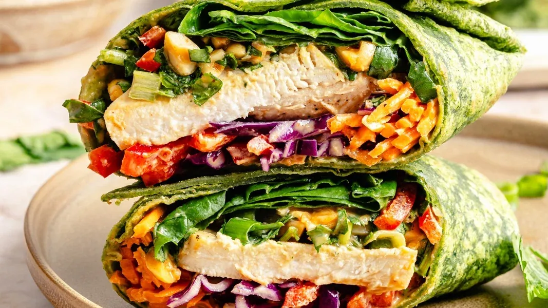 Thai Peanut Chicken Wraps