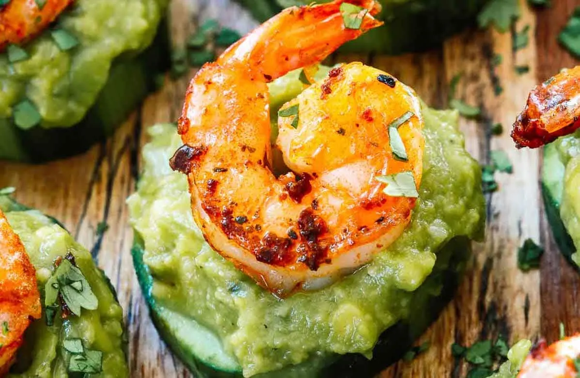 Shrimp Guacamole Cucumber Bites