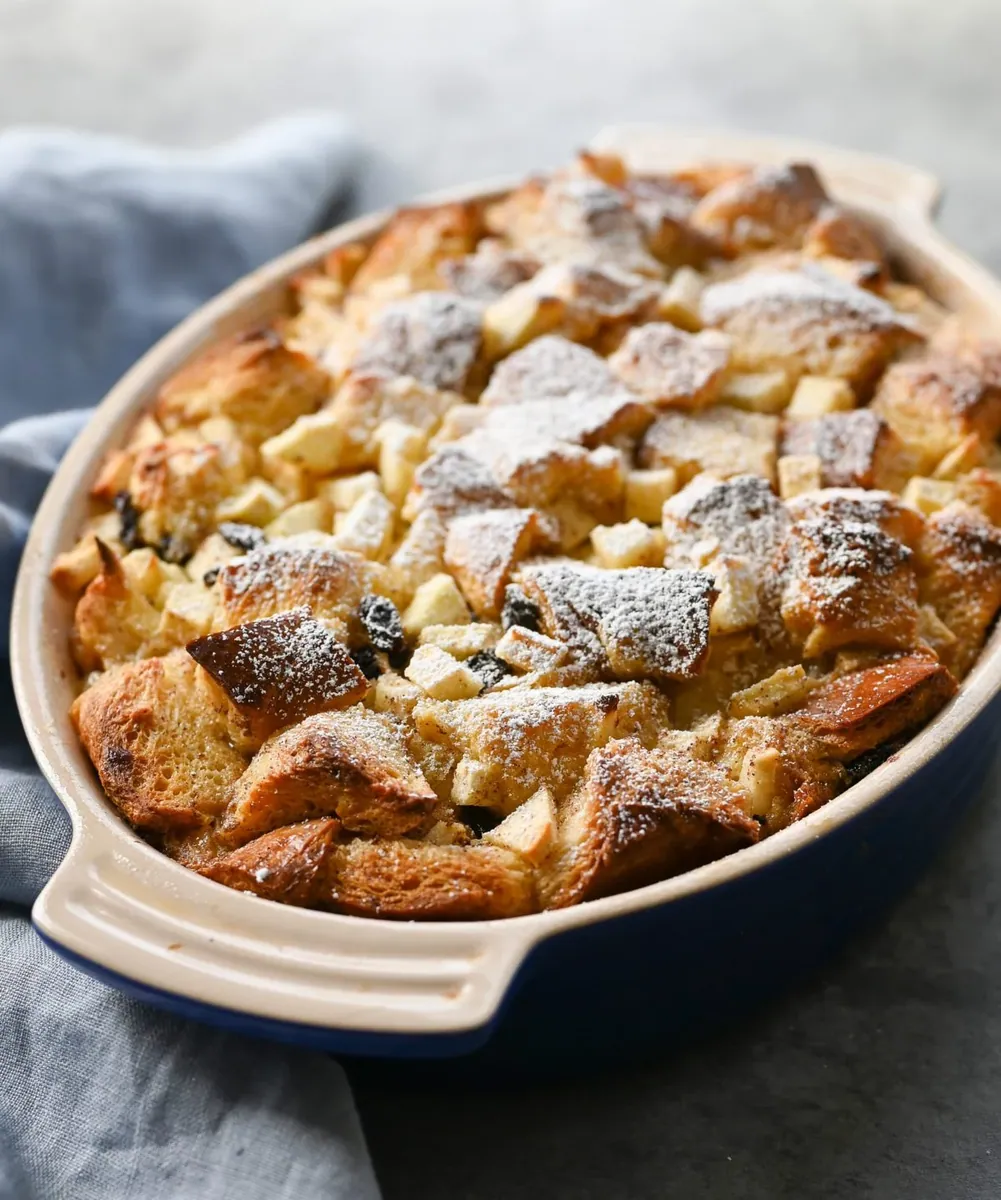 Apple Rum Raisin Bread Pudding