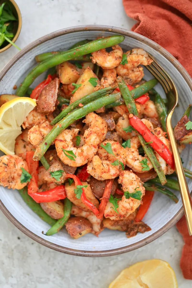 Lemon Cajun Shrimp Sheet Pan