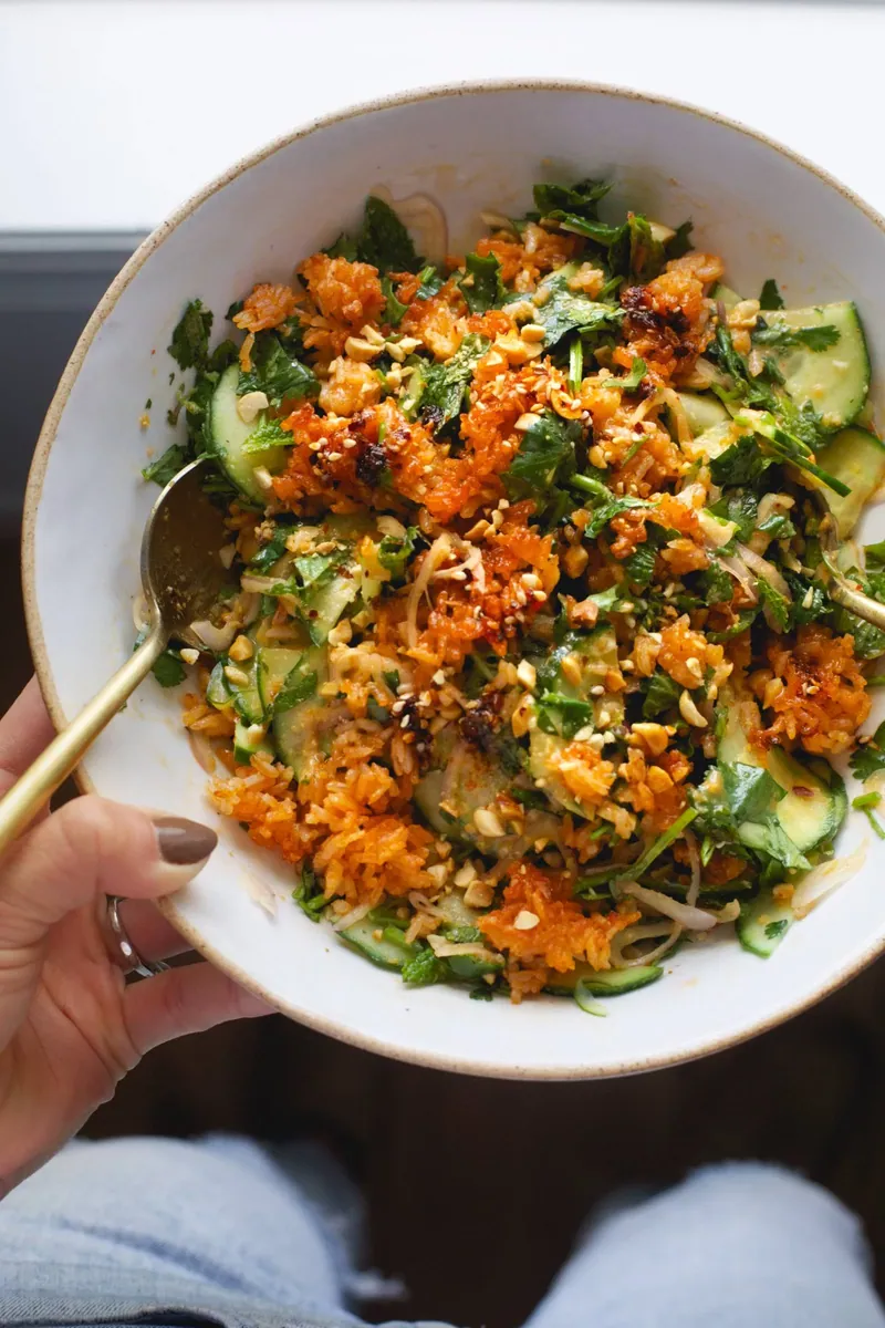 Crispy Rice Cucumber Salad