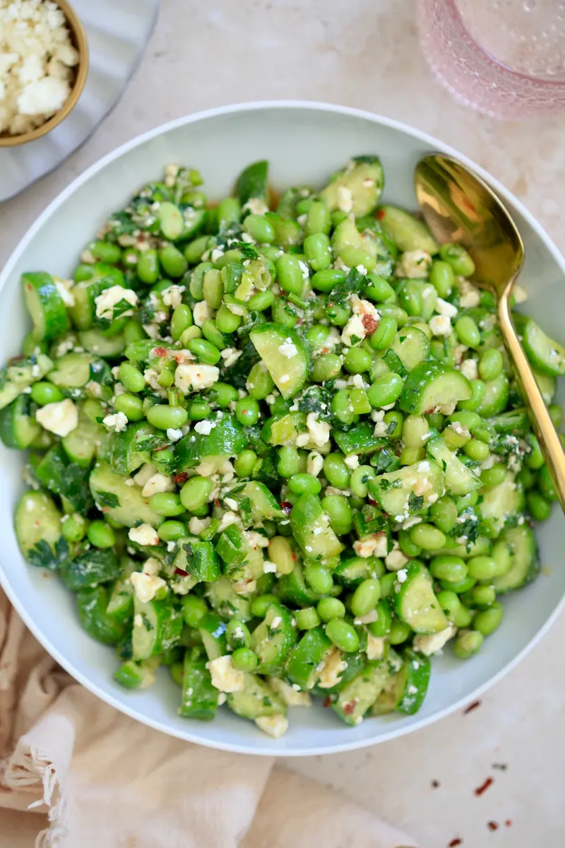 Edamame Cucumber Feta Salad