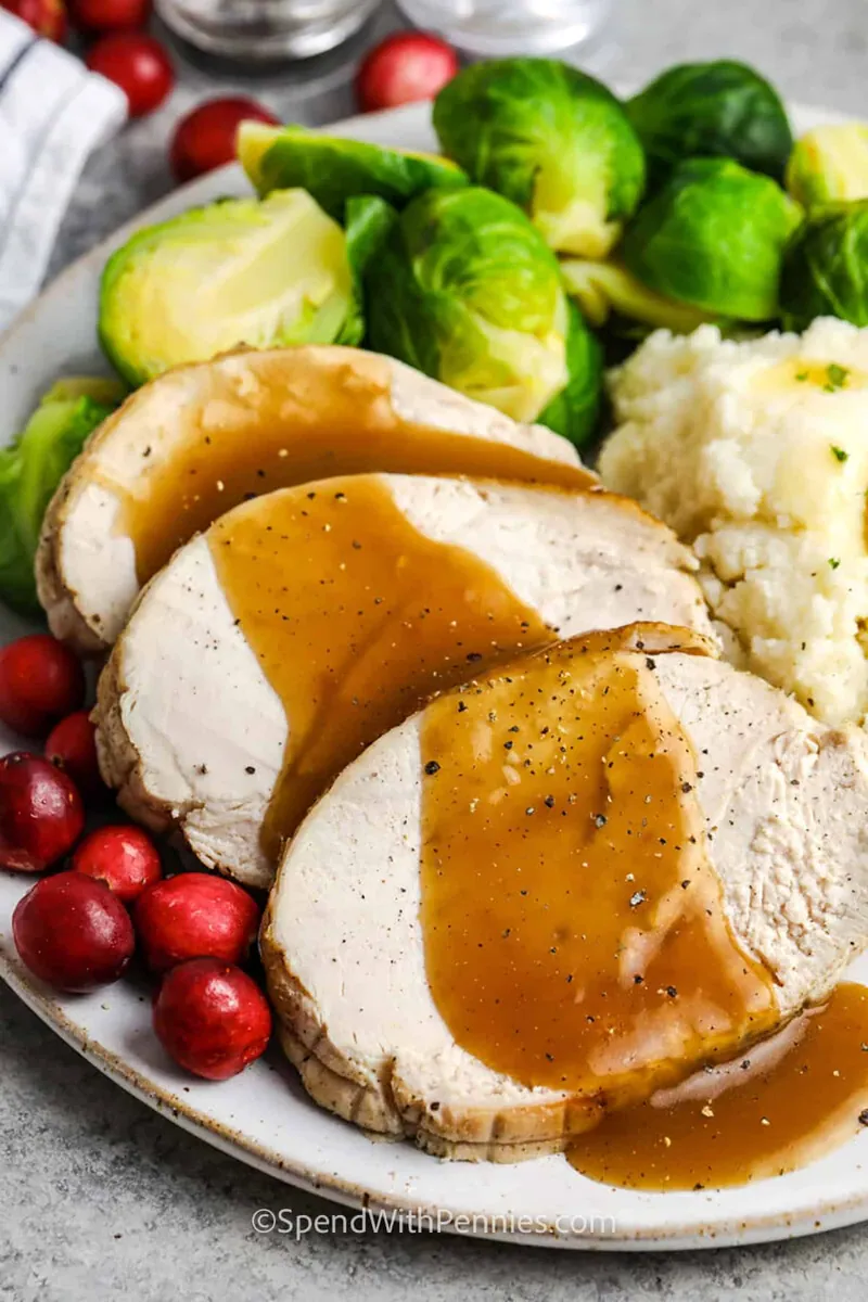 Herb Roasted Turkey Breast with onions
