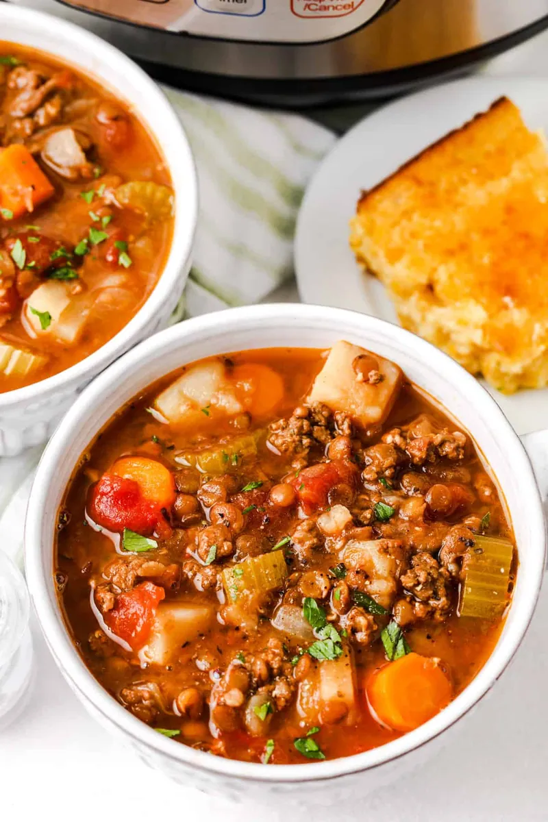 Instant Pot Lentil Beef Soup
