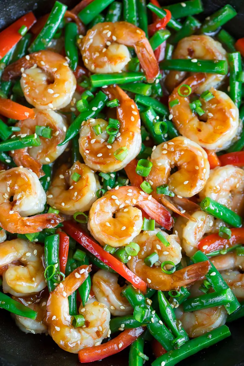 Shrimp Teriyaki Stir-Fry with green beans