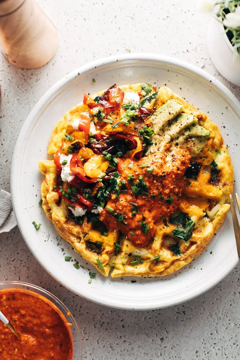 Egg Waffles with Romesco