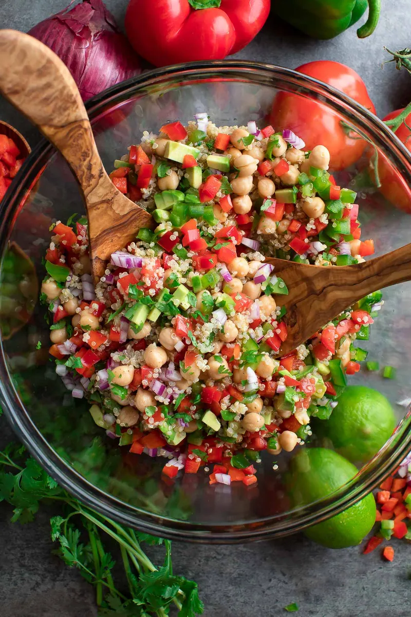 Quinoa Chickpea Salad with bell peppers