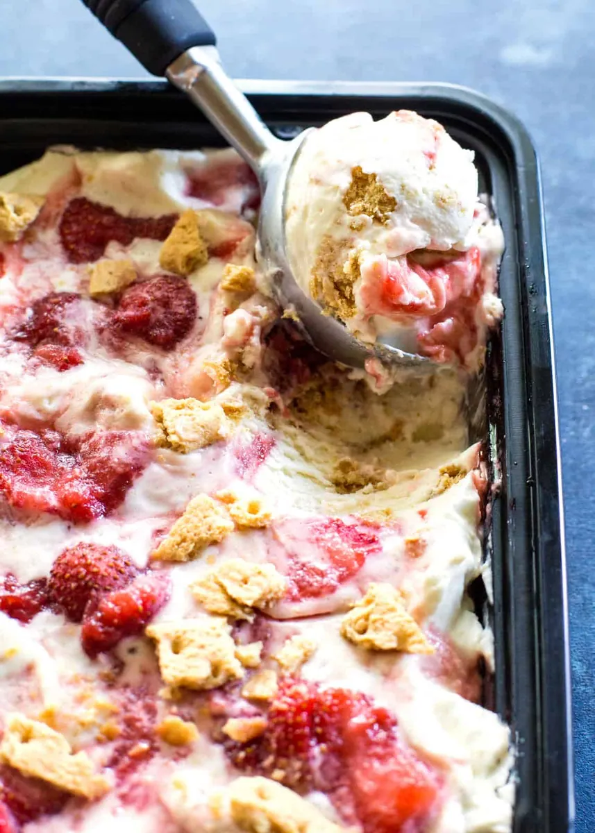 No-Churn Strawberry Cheesecake Ice Cream