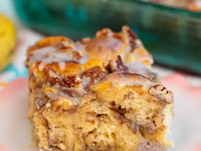 Banana Cinnamon Roll Casserole