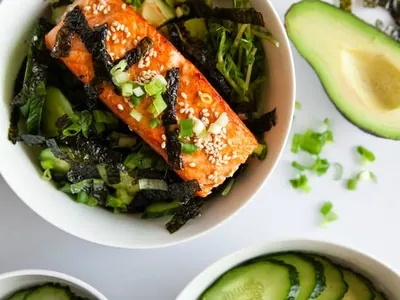 Asian Salmon Rice Bowls