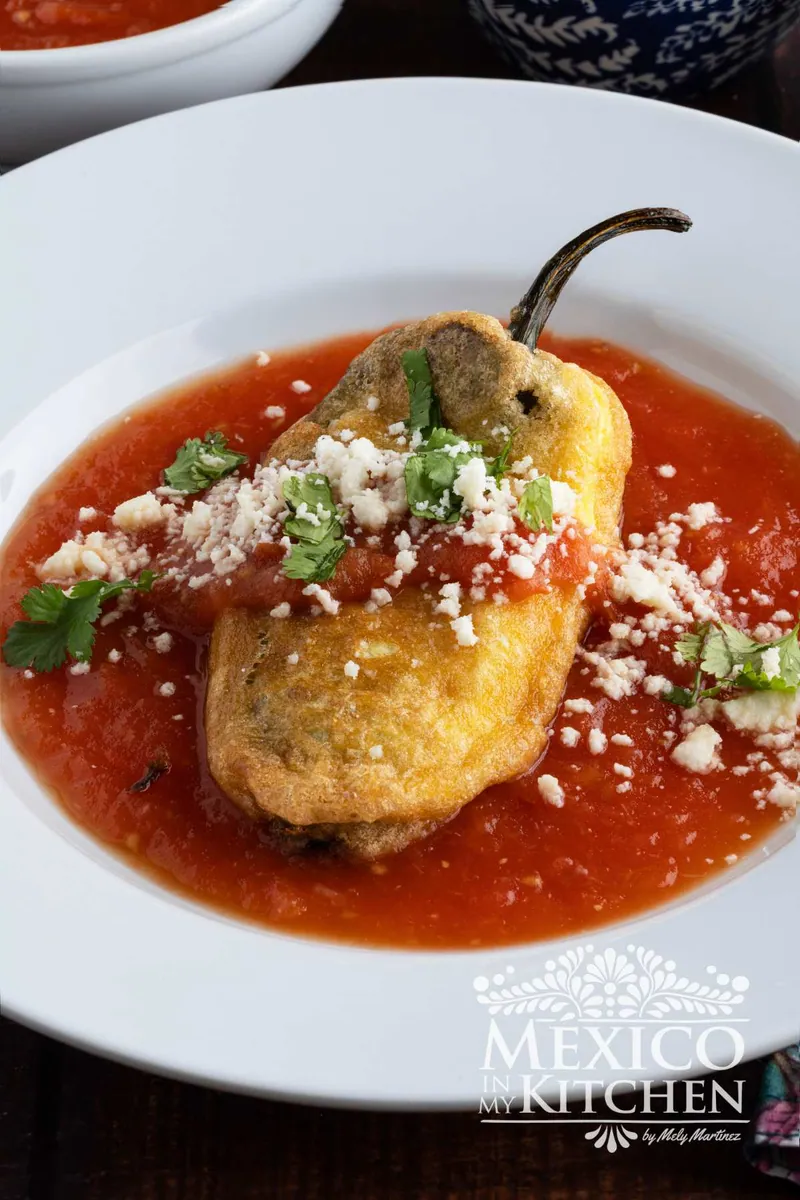 Chile Rellenos with poblano and other fresh chiles