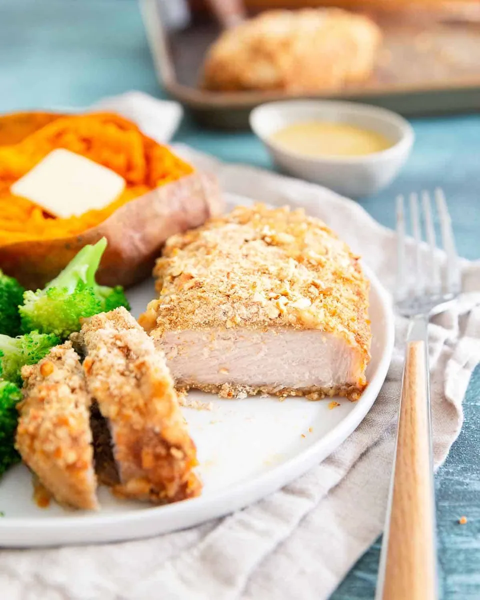 Pretzel Crusted Pork Chops