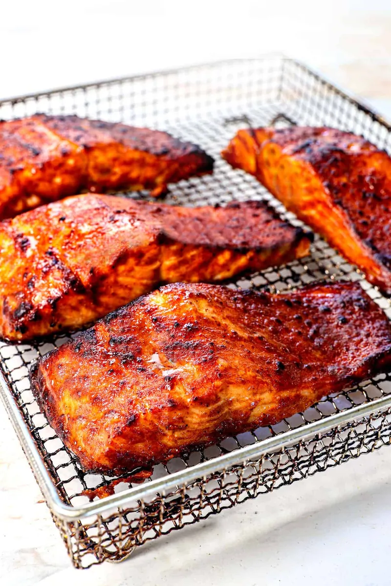 Air Fryer Salmon with avocados