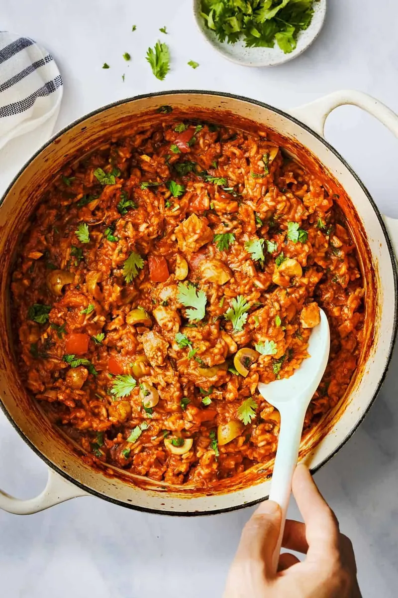 Arroz Con Pollo with chicken thighs