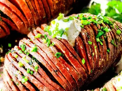 Hasselback Sweet Potatoes with swiss