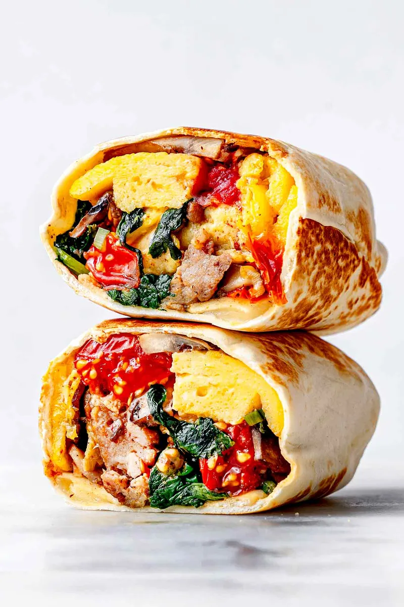 Egg and Sausage Breakfast Burritos