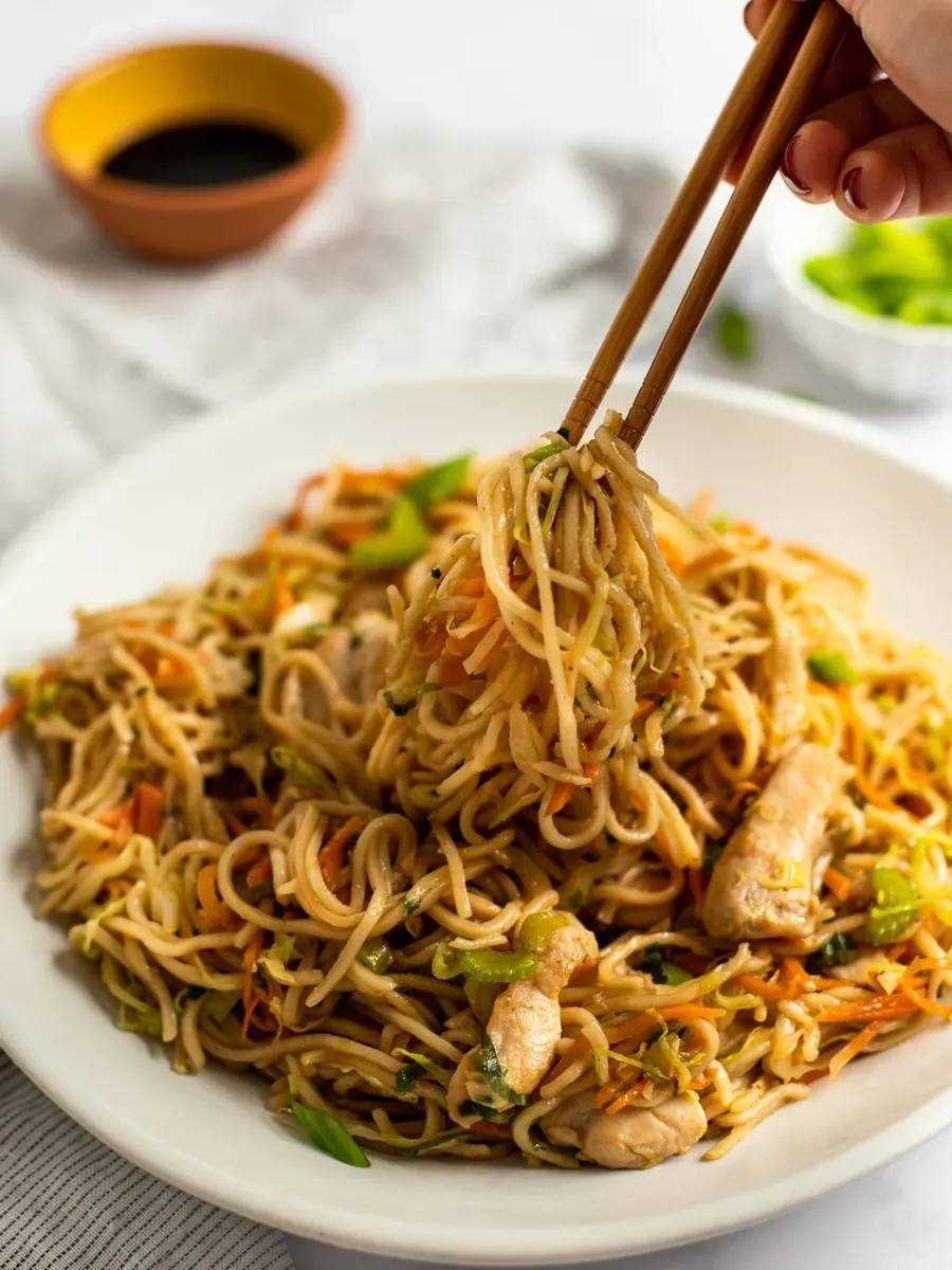 Chicken Chow Mein with green onions