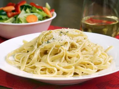 Fettuccine Alfredo with parmesan