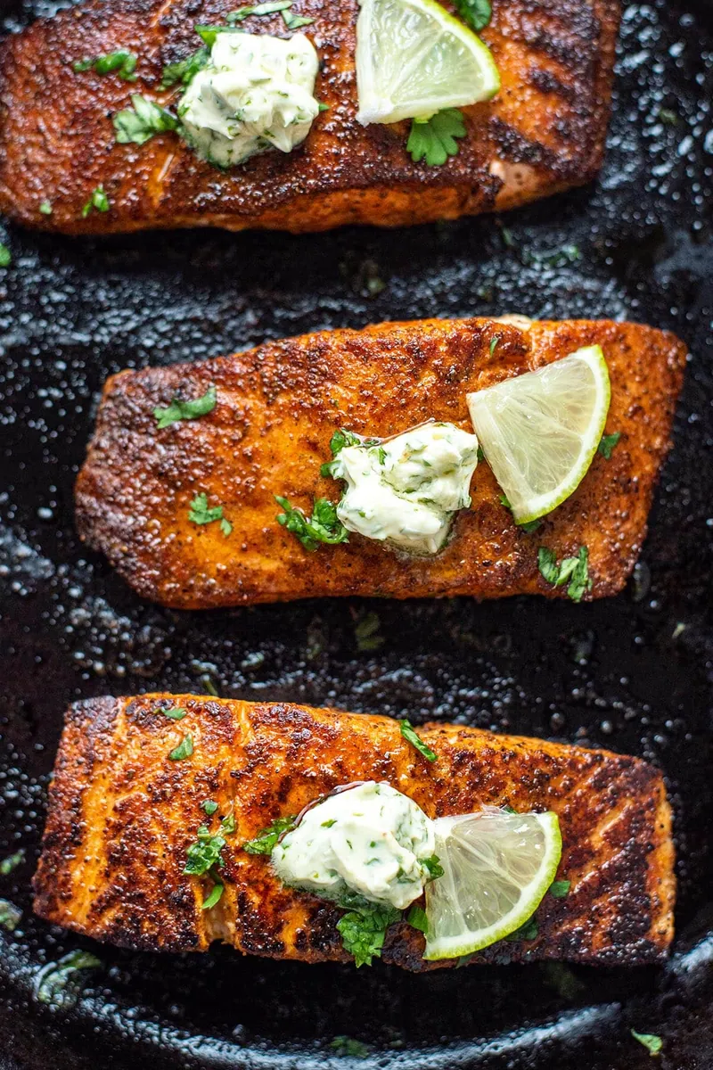 Blackened Salmon with Lime Butter