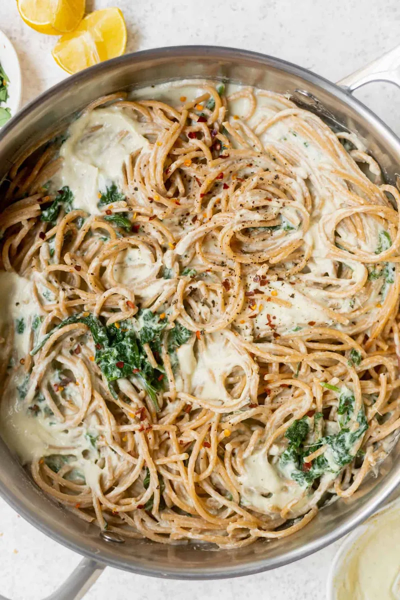 Spinach Artichoke Alfredo Pasta