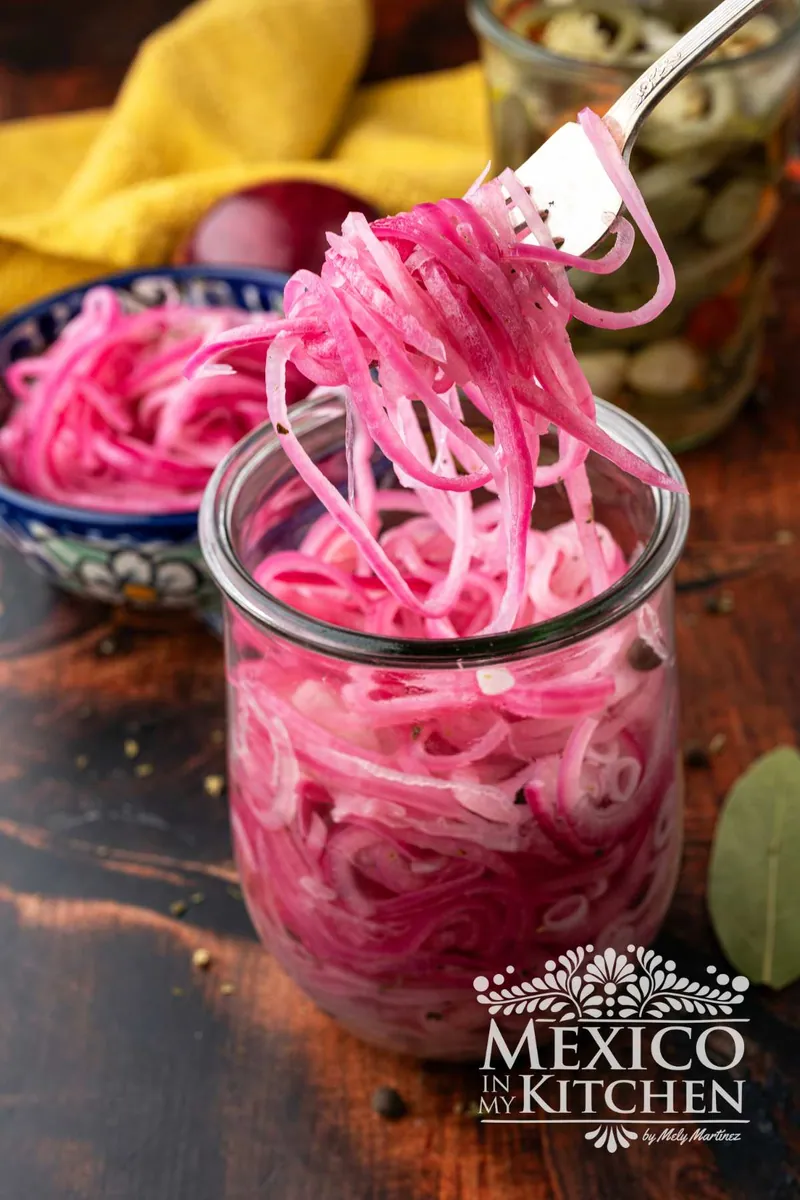 Pickled Red Onions with mint