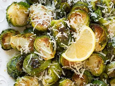Garlic Lemon Parmesan Brussels Sprouts