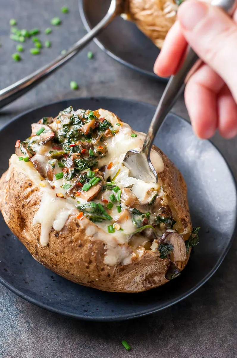 Loaded Baked Potatoes with mushrooms
