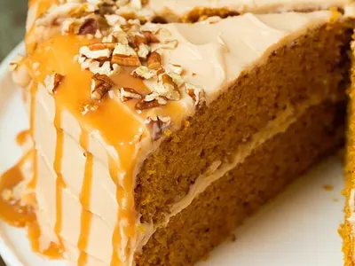Pumpkin Cake with Caramel Frosting