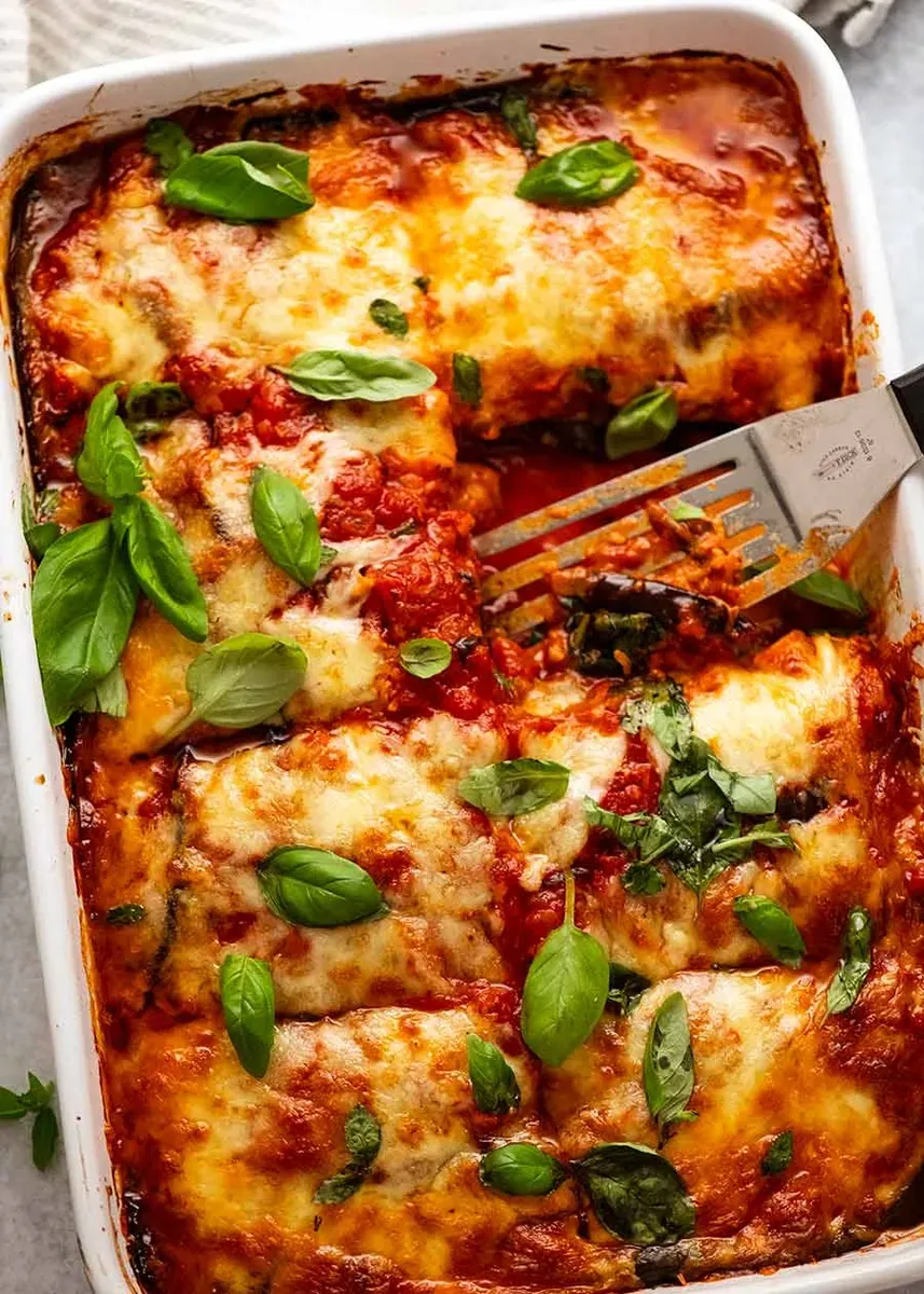 Eggplant Parmigiana with parmesan