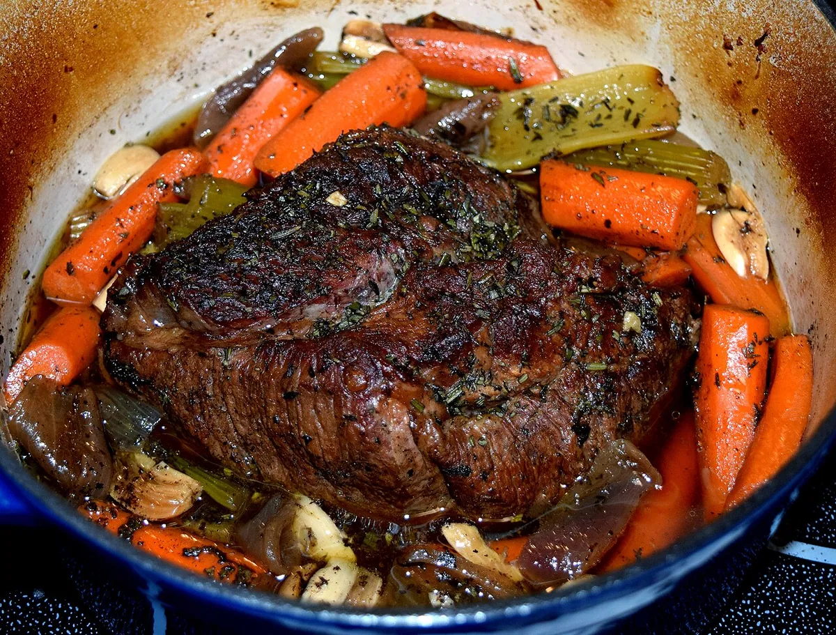 Slow-cooker beef pot roast with carrots and celery