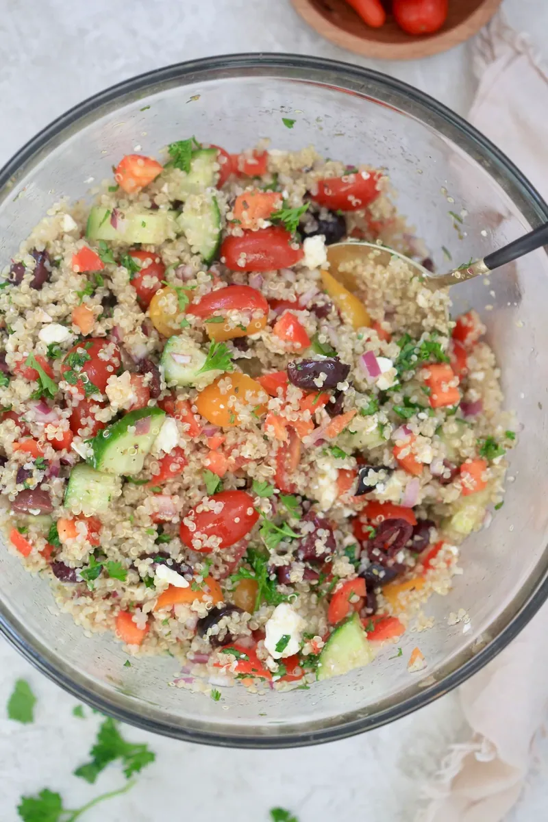 Mediterranean Quinoa Salad with cherry and grape tomatoes