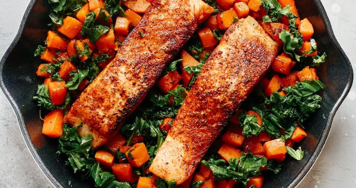 Spicy Salmon Sweet Potato Skillet