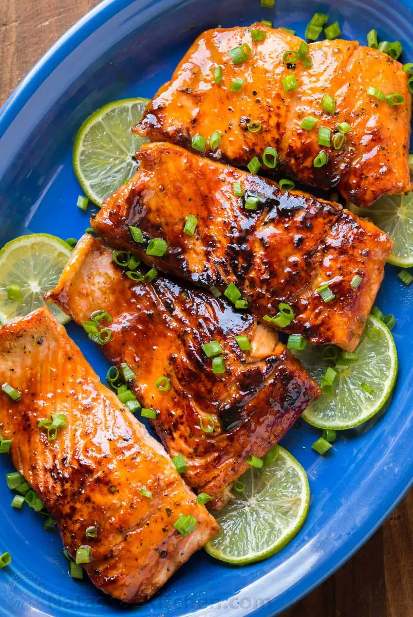 Honey Glazed Salmon with lemons and limes