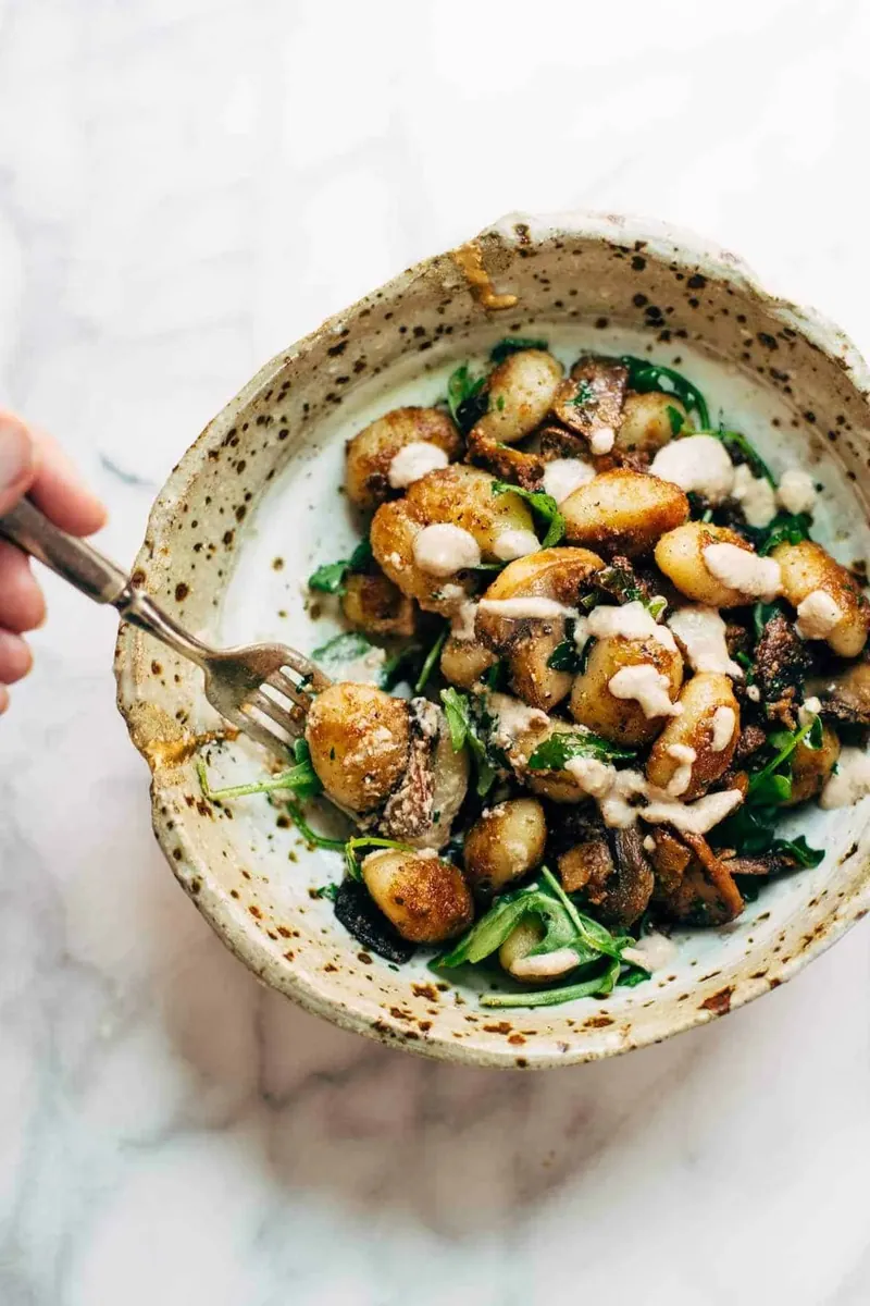 Mushroom Gnocchi with Pesto