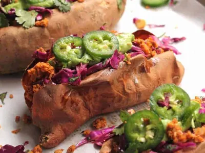 Chickpea Taco Stuffed Sweet Potatoes