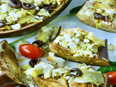 Roasted Aubergine with Goat Cheese