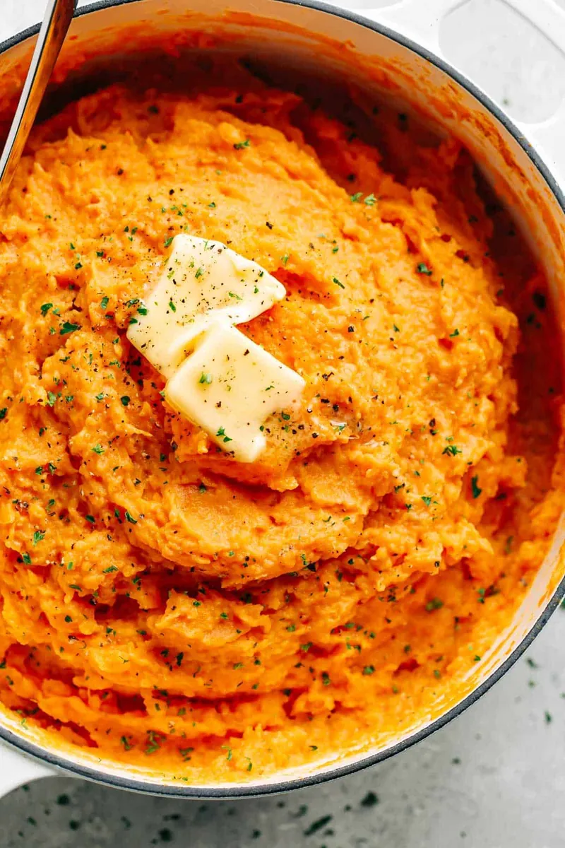 Garlic Mashed Sweet Potatoes